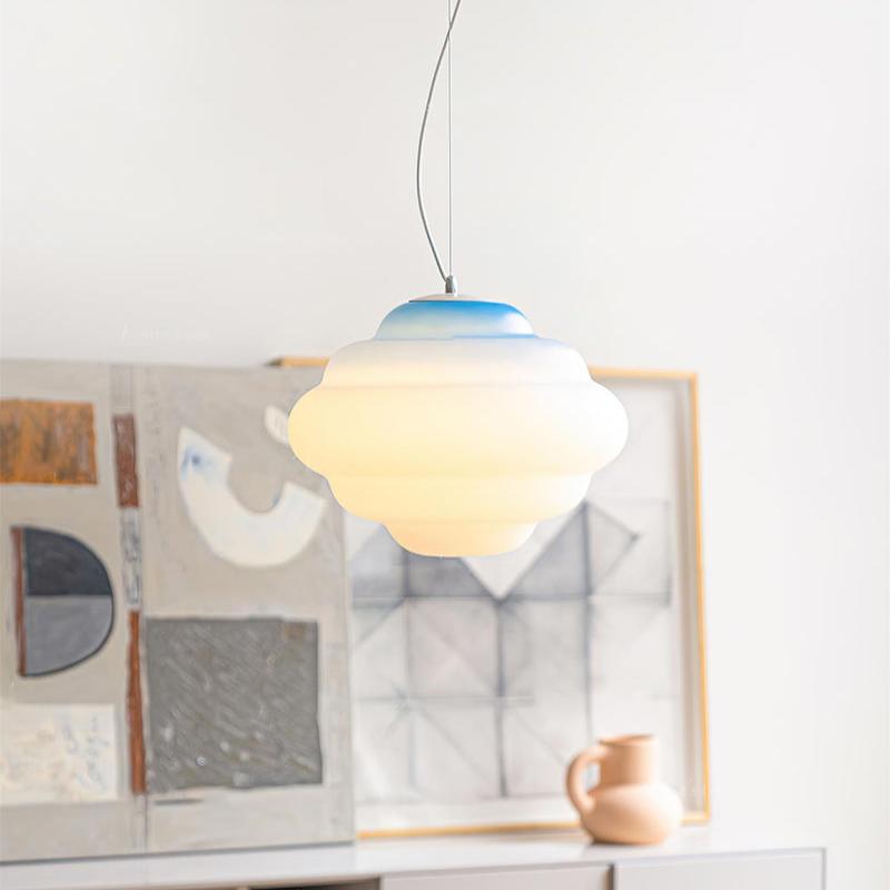 Aurea Gradient Pendant Lamp With Frosted Glass Shade In Red Blue Or Yellow