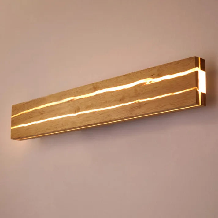 ArborLume Wood Wall Light With Crack Pattern And Warm LED Glow
