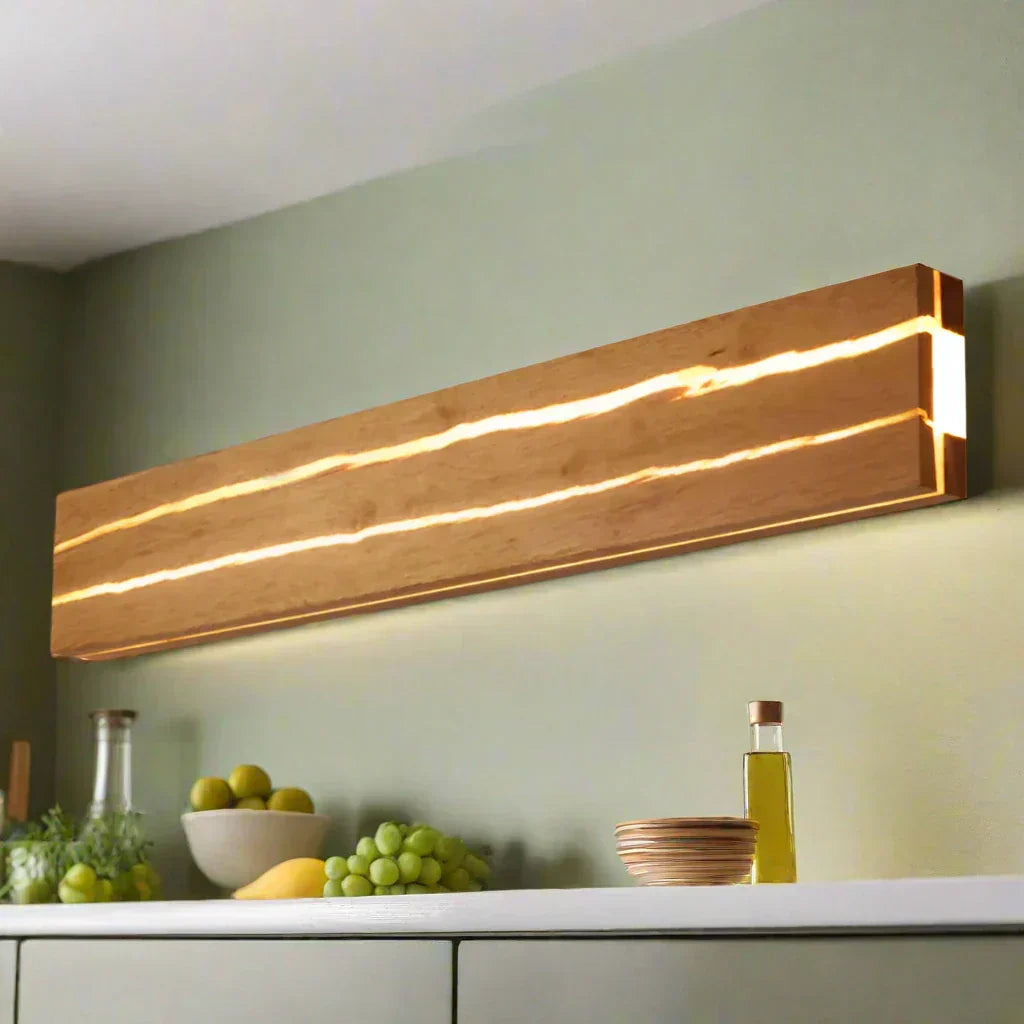 ArborLume Wood Wall Light With Crack Pattern And Warm LED Glow