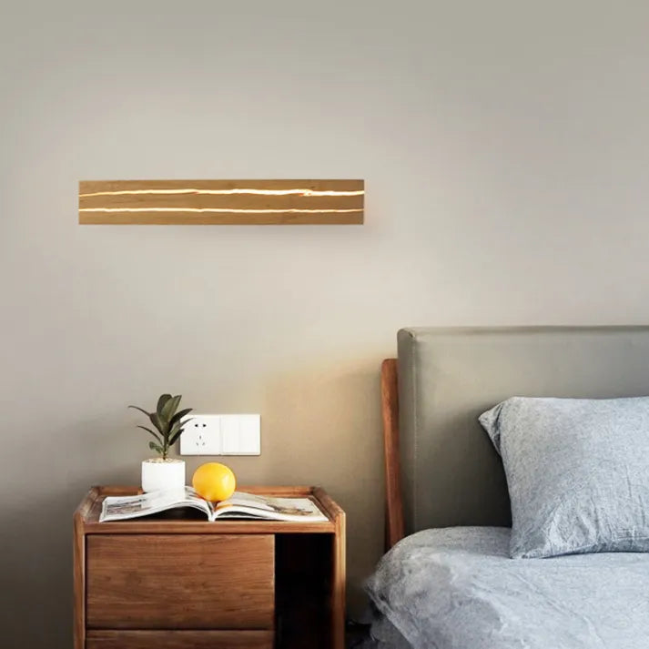ArborLume Wood Wall Light With Crack Pattern And Warm LED Glow