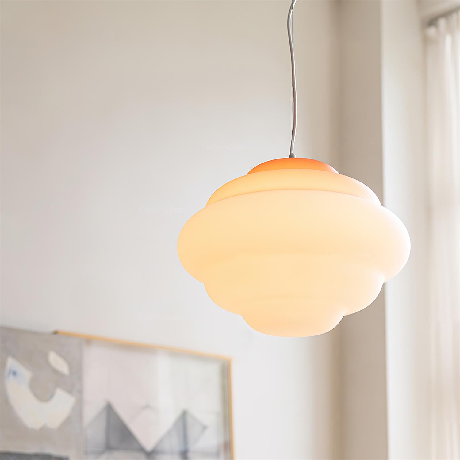 Aurea Gradient Pendant Lamp With Frosted Glass Shade In Red Blue Or Yellow
