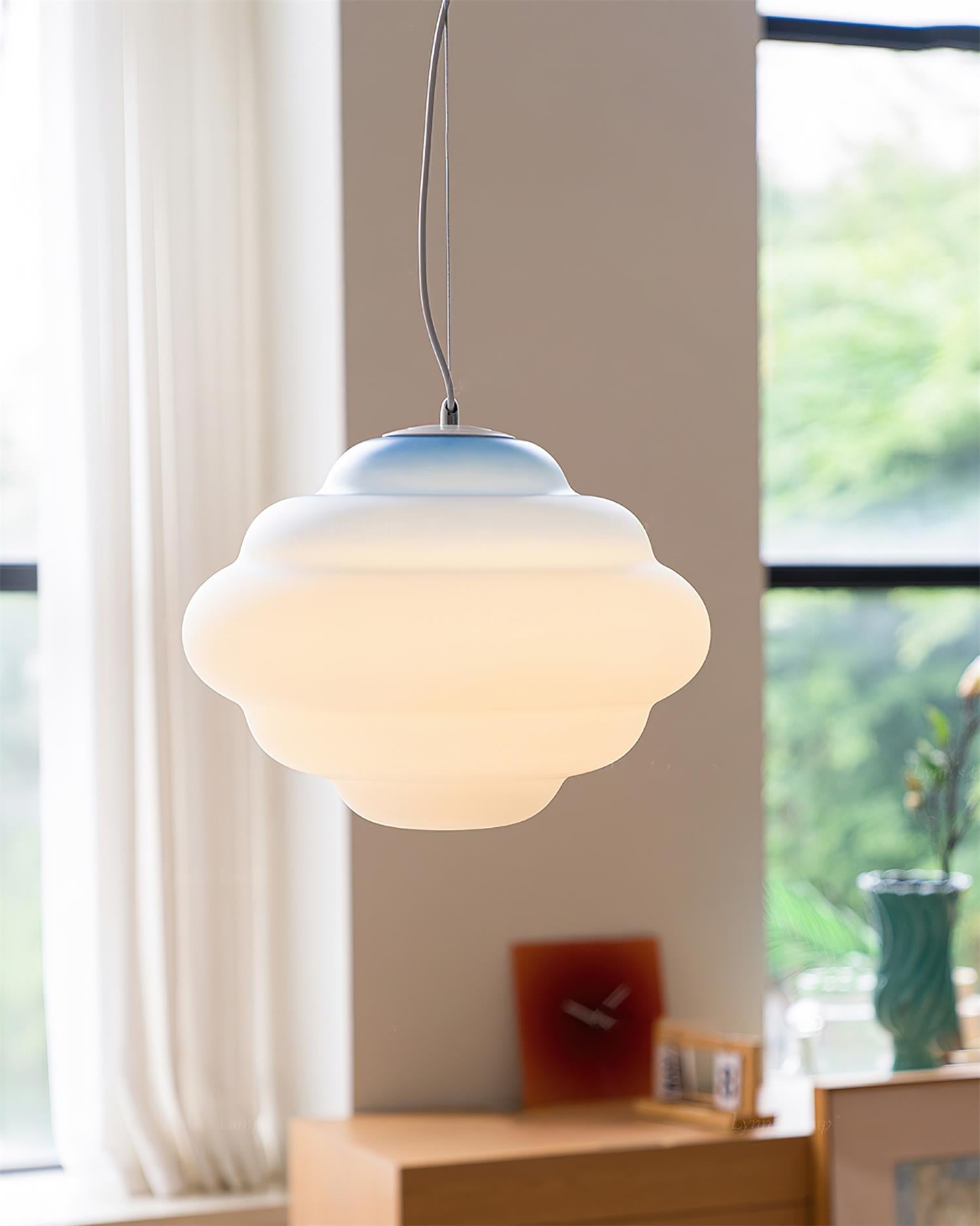Aurea Gradient Pendant Lamp With Frosted Glass Shade In Red Blue Or Yellow