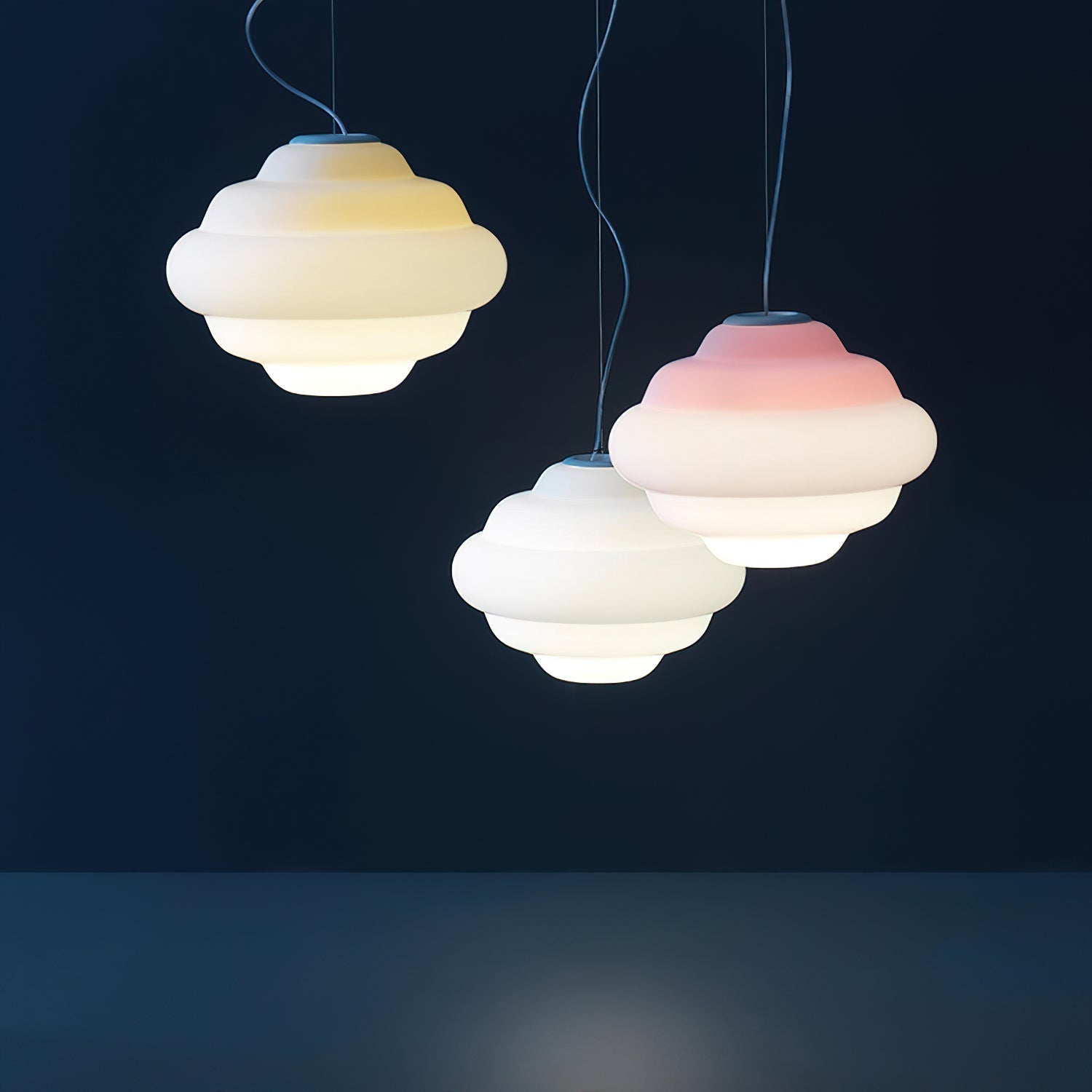 Aurea Gradient Pendant Lamp With Frosted Glass Shade In Red Blue Or Yellow