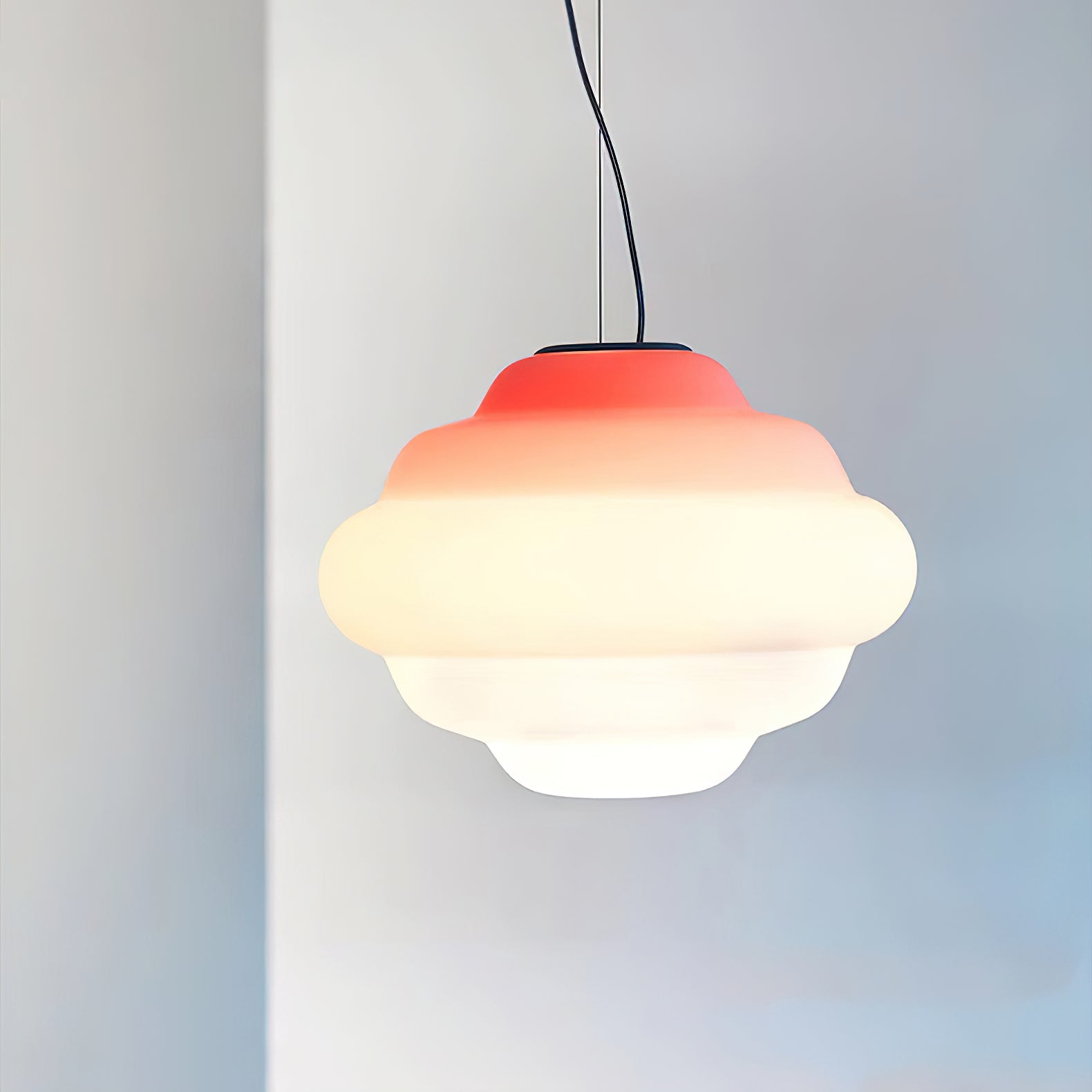 Aurea Gradient Pendant Lamp With Frosted Glass Shade In Red Blue Or Yellow