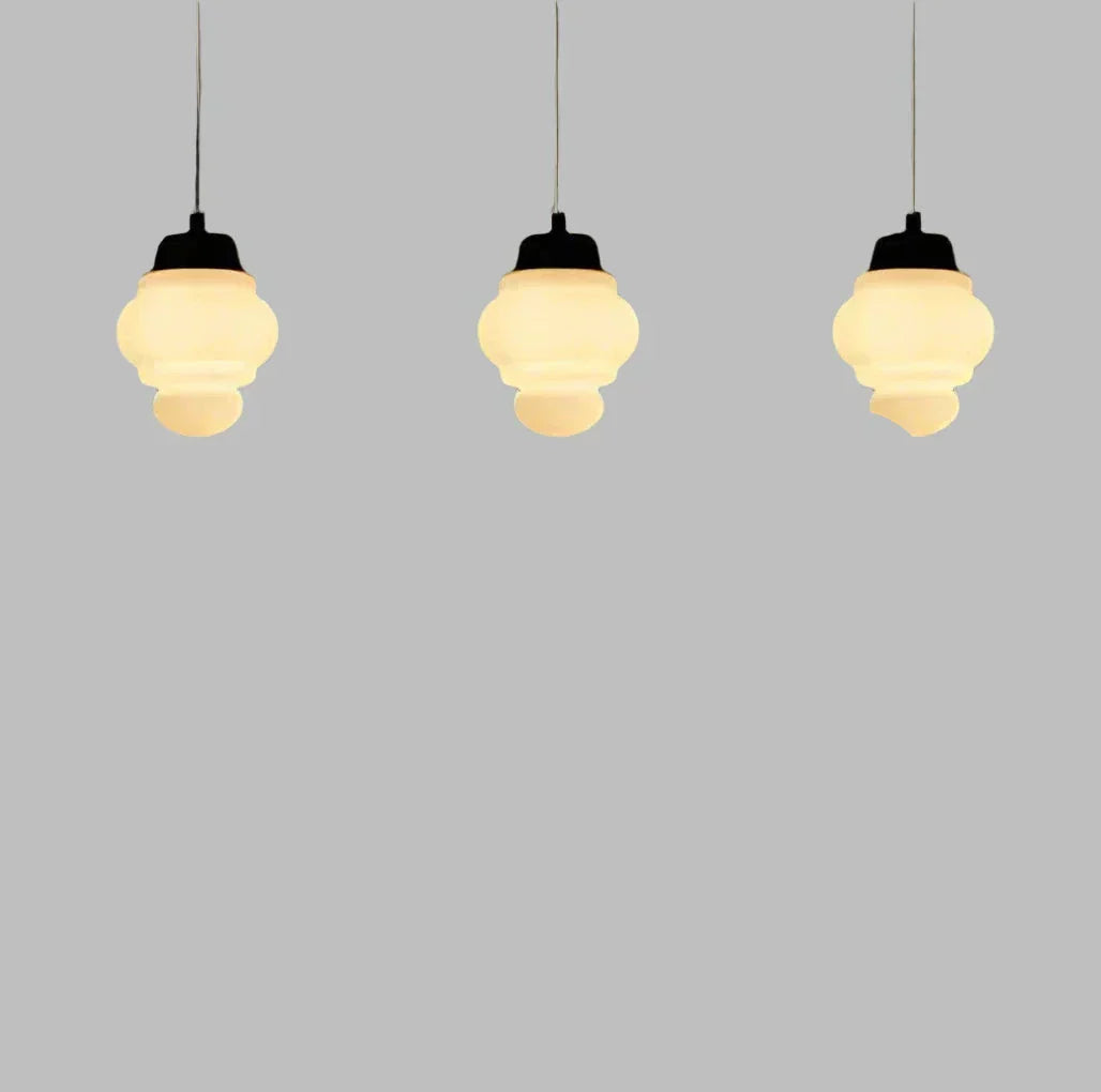 Aurela Geometric Pendant Light in Matte Glass with Warm Glow
