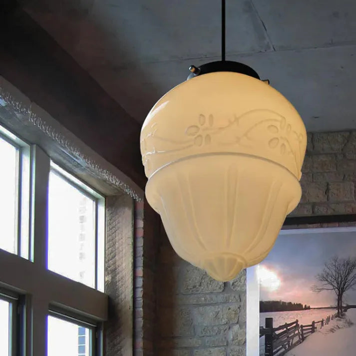 Aurela Geometric Pendant Light in Matte Glass with Warm Glow