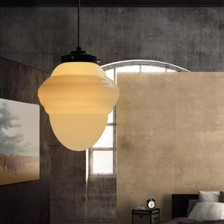 Aurela Geometric Pendant Light in Matte Glass with Warm Glow