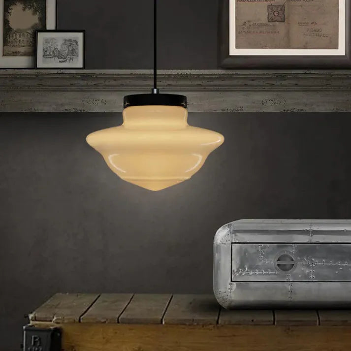 Aurela Geometric Pendant Light in Matte Glass with Warm Glow