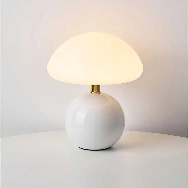 Aurelia Loom Cream French Mushroom Lamp in Bauhaus Style