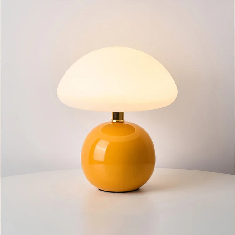 Aurelia Loom Cream French Mushroom Lamp in Bauhaus Style
