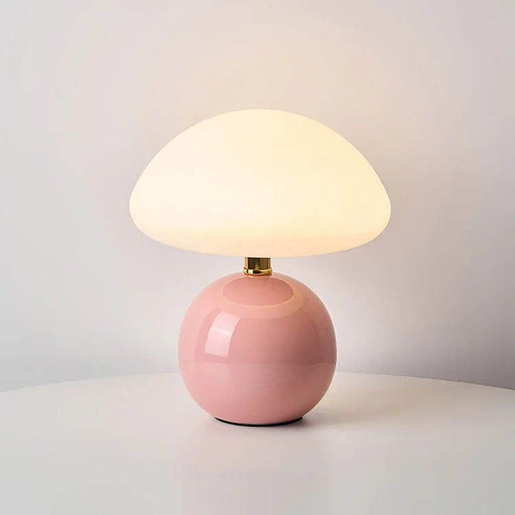 Aurelia Loom Cream French Mushroom Lamp in Bauhaus Style