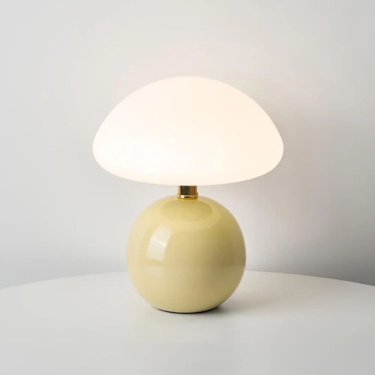 Aurelia Loom Cream French Mushroom Lamp in Bauhaus Style