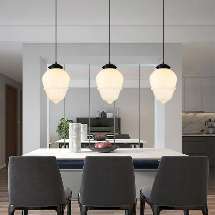 Aurela Geometric Pendant Light in Matte Glass with Warm Glow