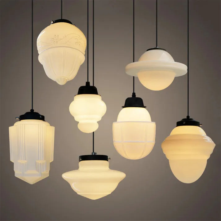 Aurela Geometric Pendant Light in Matte Glass with Warm Glow