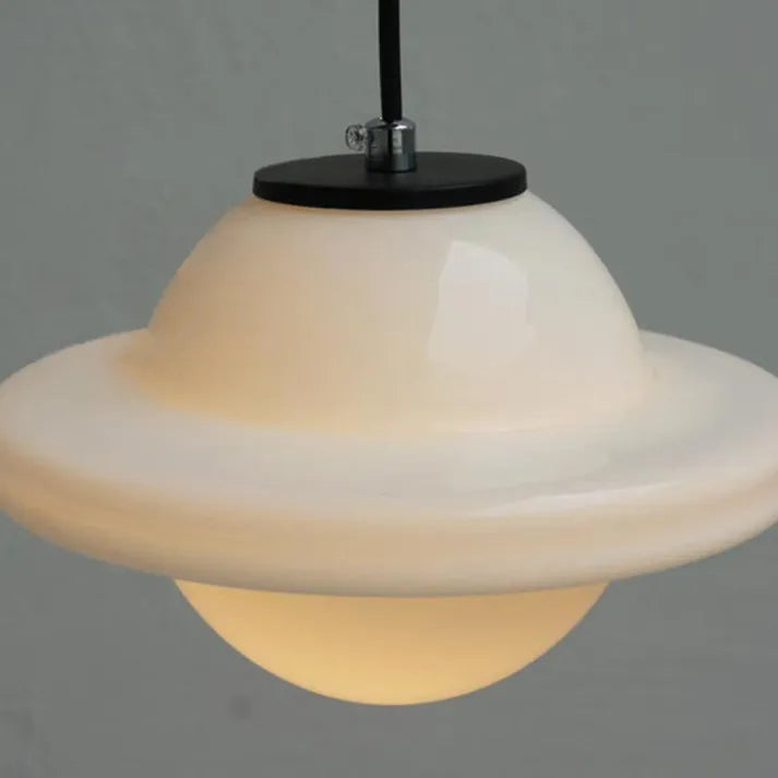 Aurela Geometric Pendant Light in Matte Glass with Warm Glow
