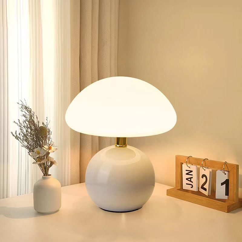 Aurelia Loom Cream French Mushroom Lamp in Bauhaus Style